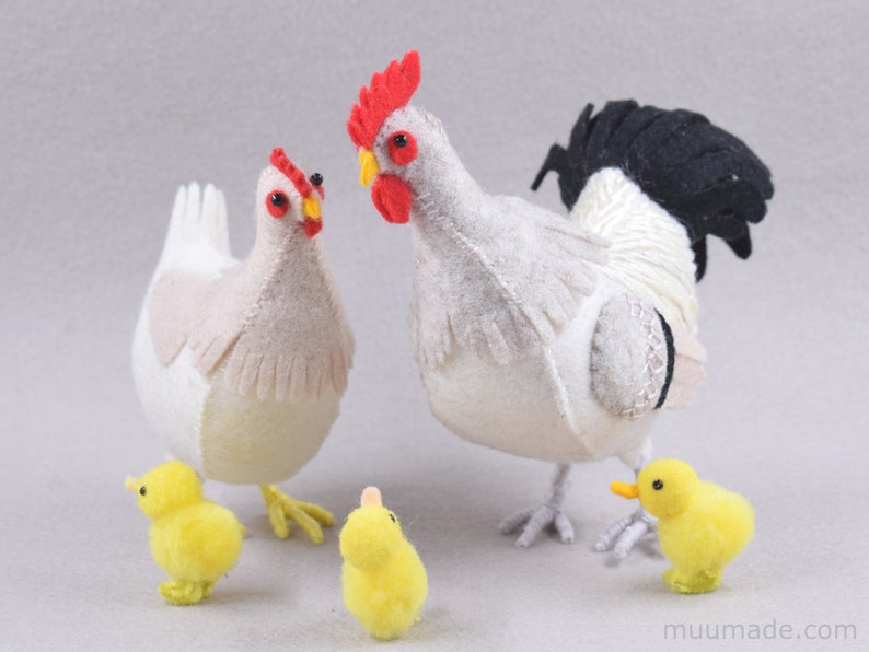 Chicken Sewing Pattern, Hen pattern tutorial, Felt Animal Pattern, Handmade Gift, Farm Animal Toy, Farmhouse decor, Bird Ornament image 3