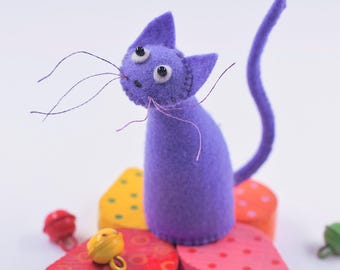 Felt Cat Sewing Pattern: DIY Kitten, Easy Craft (PDF Pattern in English)