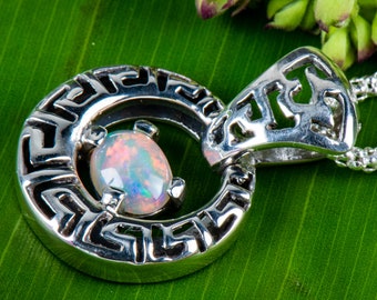 Australian Boulder Opal Silver Pendant