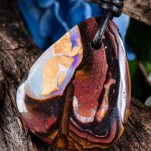 Boulder Opal Leather Necklace  31mm x  26mm