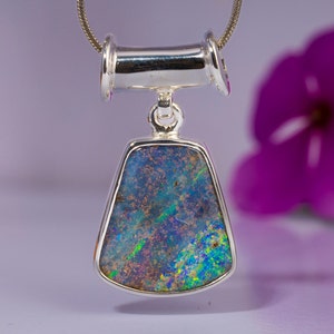 Boulder Opal 925 Silver Pendant. 28mm X 16mm