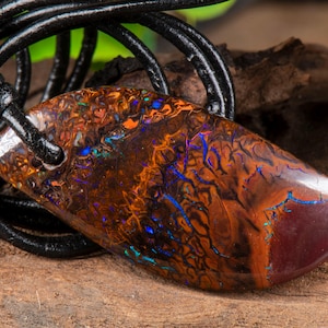 Boulder Opal Leather Necklace  37mm x  18mm