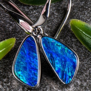 Australian Opal 925 Silver hook Earrings. Rhodium Plated.