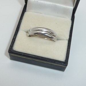 Classic Vintage Sterling Silver 3 Band Russian Wedding Ring