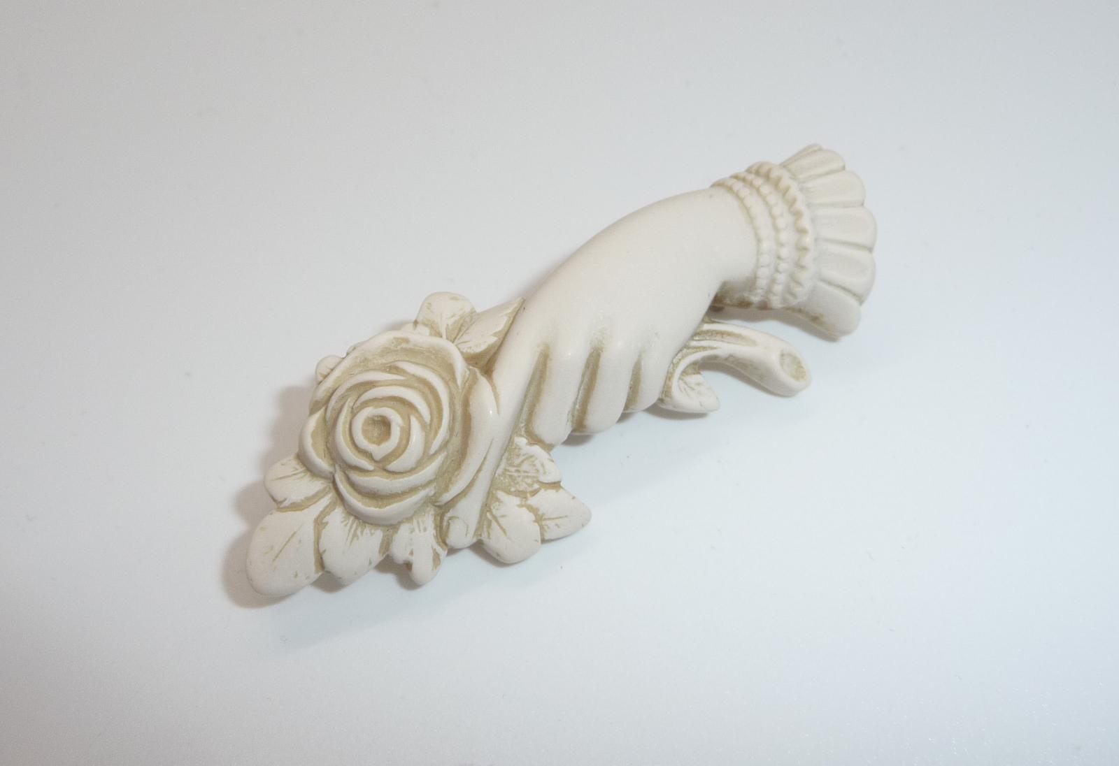 Elegant Vintage Victorian Revival Hand Holding a Single Rose Spray Brooch