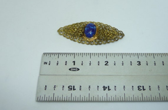Vintage Early Czech Gold Tone with Blue Peking Gl… - image 6
