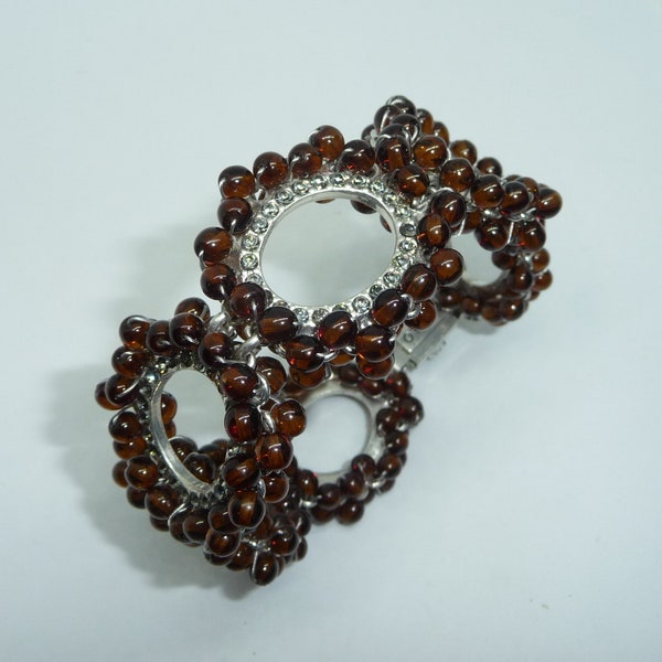 Stunning Rodrigo Otazu Woven Quartz & Swarovski Crystal Cuff Bracelet