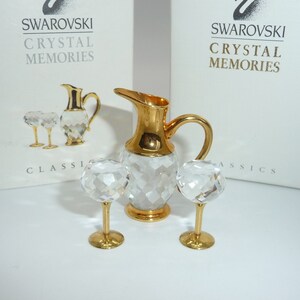 Swarovski Crystal Memories Miniature Wine Jug & Glasses - Retired
