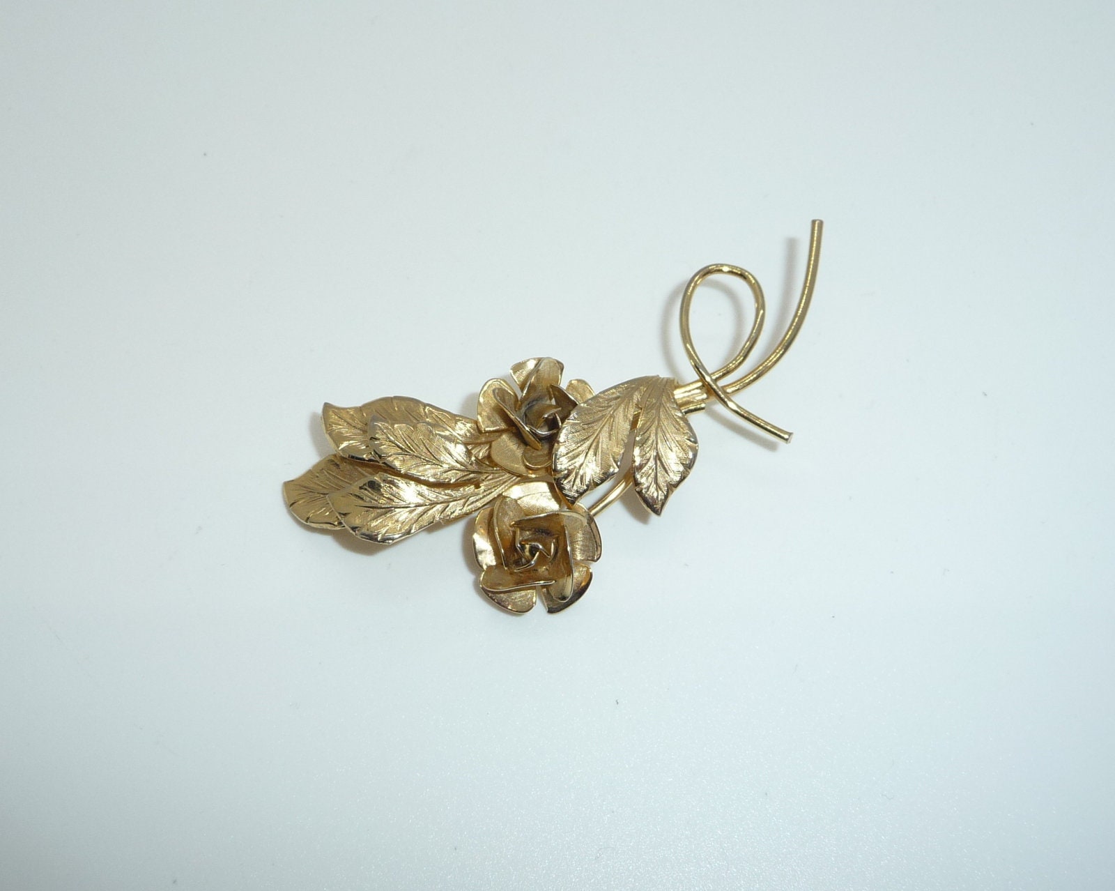 Goldene Satin Rose Brosche, Handgemachte Blumen Ans Produktbild-Vorschau 7