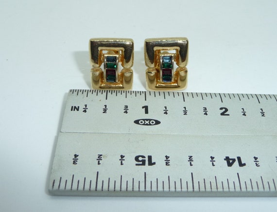 Boucles D'oreilles Clips Vintage Couleur Or Avec Cristaux - Bijou Ancien