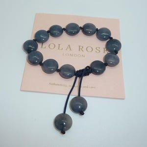 Lola Rose London Semi Precious Gemstone Blue/Grey Quartz Agate Adjustable Friendship Slider Bracelet