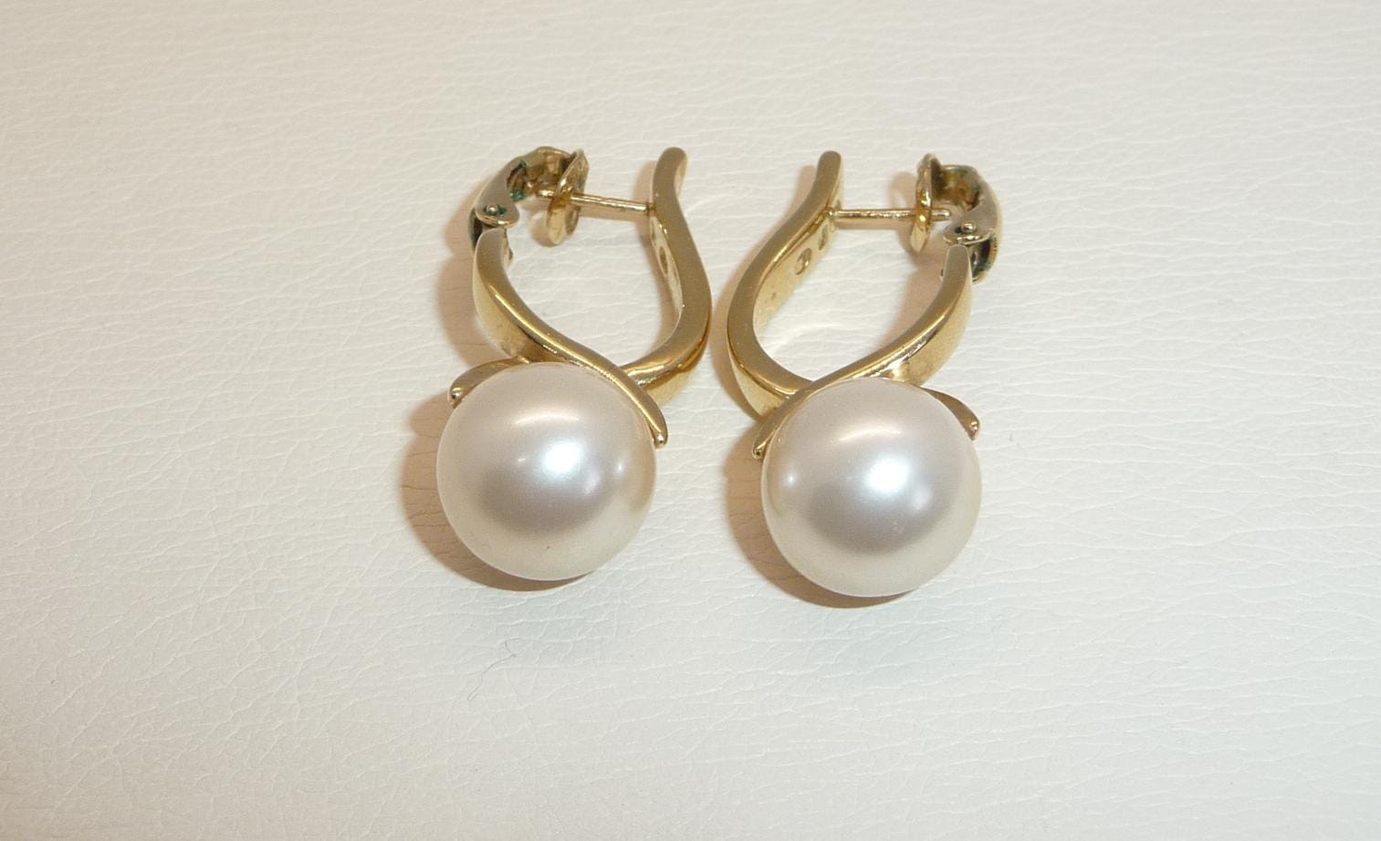 Boucles D'oreilles En Or Et Perles - Signées PIERRE LANG - Occasion En Bon état