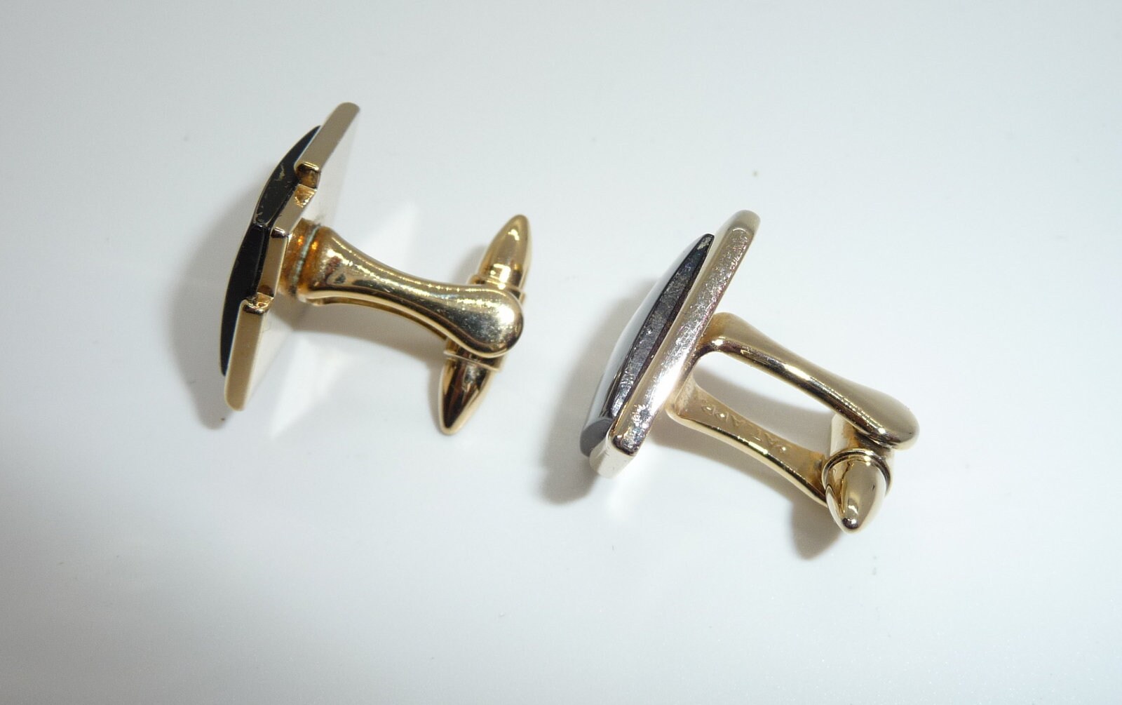 Boutons De Manchette Vintage Plaqué Or - Style Brutaliste Moderniste, Dimensions 20x12mm