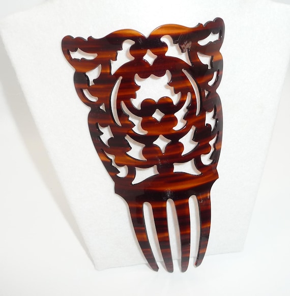 Spanish Mantilla Peineta Faux Tortoise Hair Comb Spanish Mantilla Peineta Comb Celluloid Faux Tortoise Shell  main image 3