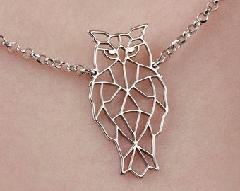 Ciondolo Origami gufo d'argento sterling