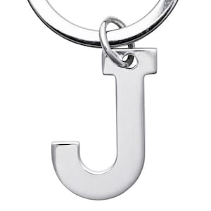 Sterling Silver Initial J Keyring - Engraving available