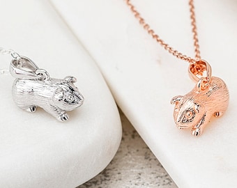 Sterling Silver Guinea Pig Pendant - Double sided