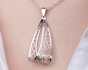 Sterling Silver Heart Loop Pendant Necklace