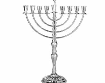 Plain Italian Sterling Silver Menorah with flute design