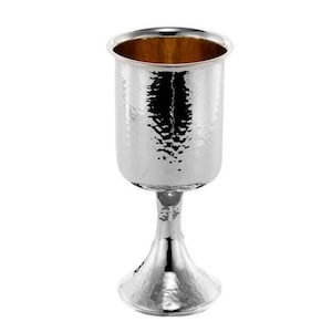 Hammered Sterling Silver Goblet. Height 16.5cm. 925 Sterling Silver Kiddush Cup