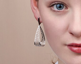Sterling Silver Heart Loop Earrings: Large Dangle Design