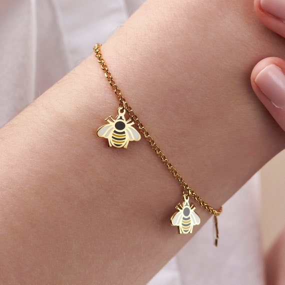 Queen Bee Charm Bracelet With Gold Charms