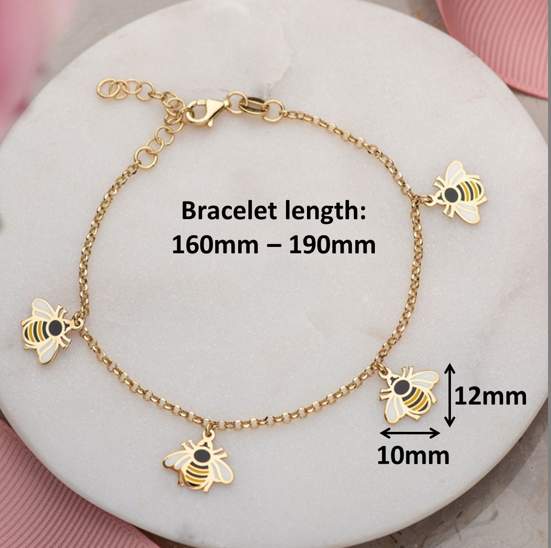 Buy Bee Charm Bracelet Honey Bee Bracelet Initial Bracelet Gifts for Her  Bumble Bee Jewelry Online in India - Etsy