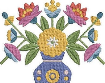 Folk art flower embroidery design, machine embroidery design