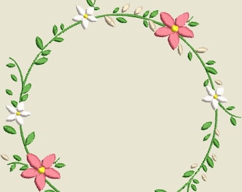 Kranz von Blumenmaschine Stickerei Design, sofortige Donload, Blumenkranz Stickerei, Blumenstickerei, Blumenmuster, Blumenring-Design