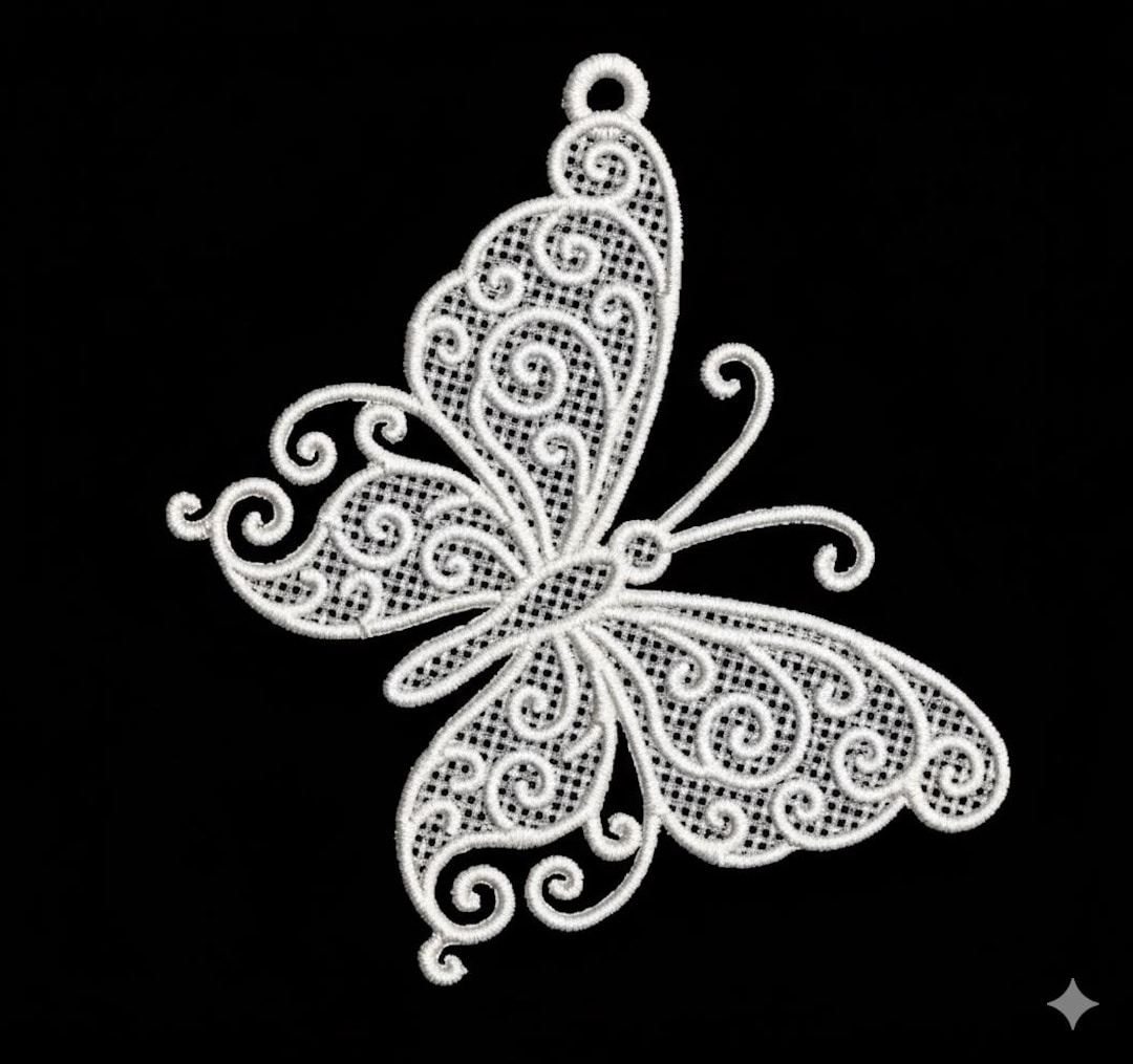 FSL Butterfly Earring Ornament Embroidery Design - Free Standing Lace ...