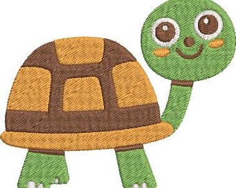 Turtle machine embroidery design, animal embroidery, kids embroidery, pes embroidery, digital download, cute turtle design, embroidery file