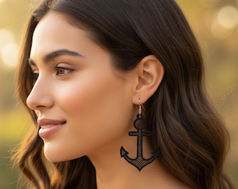 FSL Anchor Earring Design - Free Standing Lace Embroidery - Nautical Jewelry Pattern