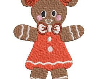 Gingerbread girl machine embroidery design, Christmas embroidery, Christmas gift, gingerbread man, embroidery design, holiday embroidery