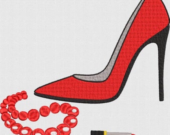 High heel embroidery, shoe embroidery, stiletto embroidery, rouge embroidery, machine embroidery design, fashion embroidery, shoe design,pes