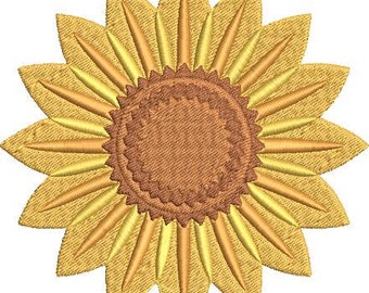 Sonnenblume Maschinenstickerei, Blumenstickerei, Stickdatei, digitale Stickerei, Sonnenblumenstickerei, Sommerstickerei