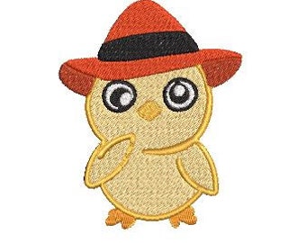 Red hat chick machine embroidery design, girl embroidery, baby embroidery, nursery embroidery, chicken embroidery, embroidery design