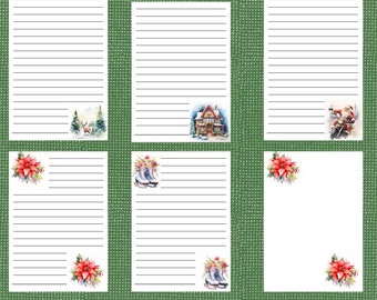 Christmas printable stationary,  Printable Writing Paper, Letter Writing Paper, Writing Set, Notepaper, Penpal, Memo Sheet, Journal paper