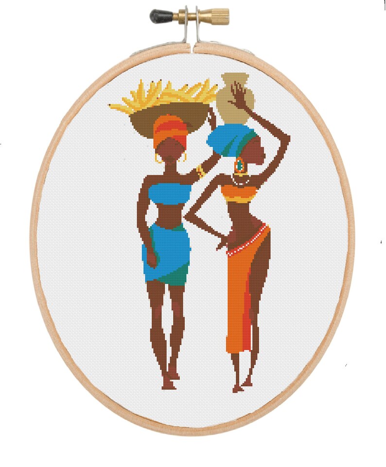 African Women Cross Stitch Pattern Cross Stitch Design Black Etsy
