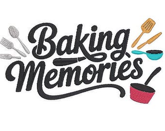 Diseño bordado para toalla de cocina "Recuerdos de repostería": Batidor y espátula (descarga digital)