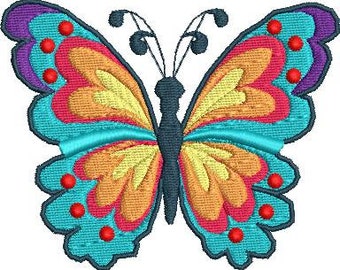 Butterfly machine embroidery design, embroidery pattern, nature, colorfull butterfly, embroidery file, floral