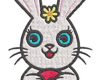 Easter rabbit machine embroidery design, animal embroidery, kids embroidery, pes embroidery, digital download, easter embroidery