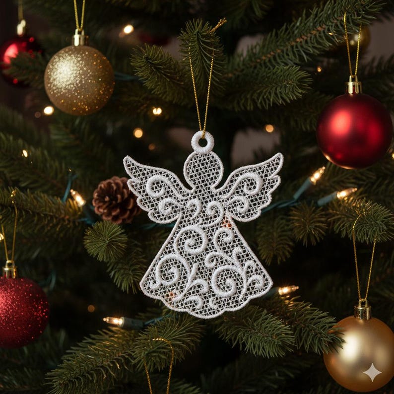 FSL Angel Ornament Embroidery Design - Free Standing Lace Christmas ...