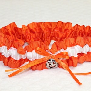 Halloween orange pumpkin wedding garter