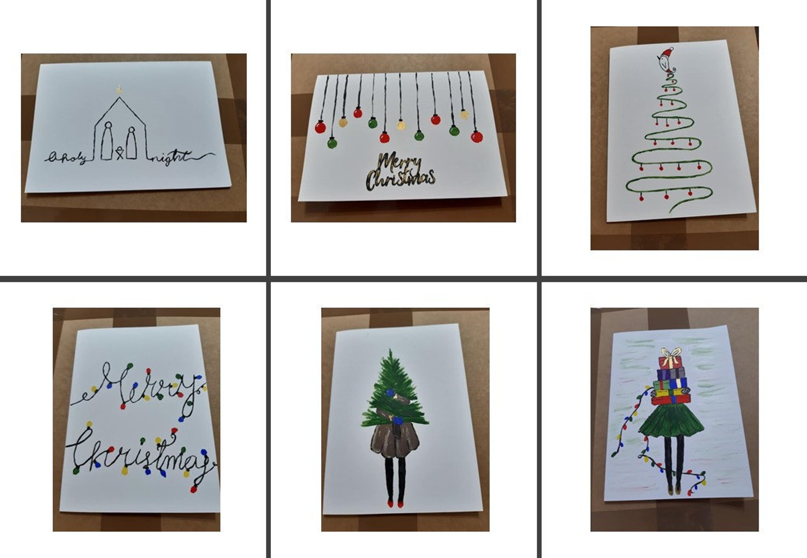 5 Pack Hand painted Christmas cards 5 x 7 inches acrylic Etsy