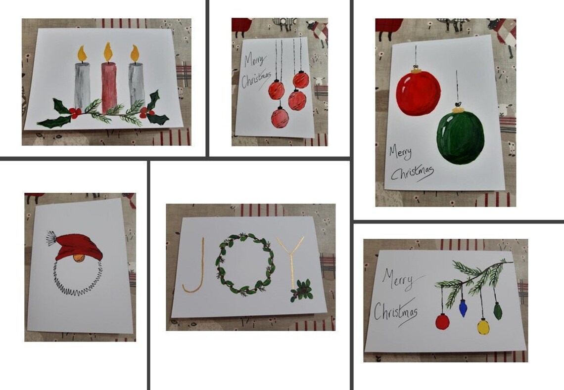 5 Pack Hand painted Christmas cards 5 x 7 inches acrylic Etsy