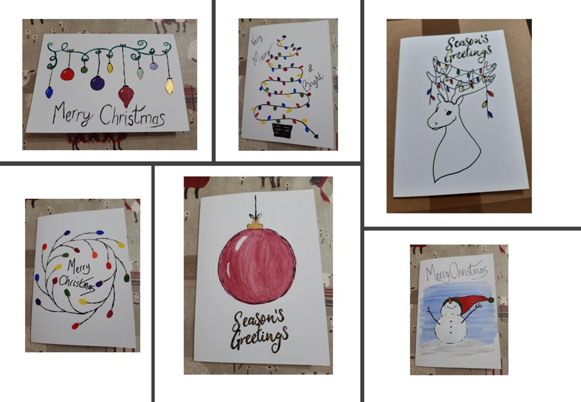 5 Pack Hand painted Christmas cards 5 x 7 inches acrylic Etsy