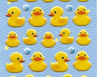 Rubber Duckies Puffy Sticker Set  | 33 Adorable Colourful Stickers  | Crafting Supplies | Scrapbooking | Kids' Stickers
