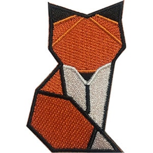 Geometric Fox Embroidered Patch / Iron On Applique, Stylish, Modern Art