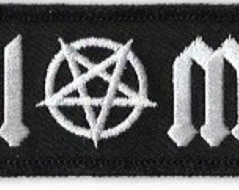 I Love Metal Name Tag Style Embroidered Patch / Iron On Applique, Pentagram, Metal Music