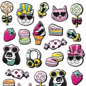 Party Haustiere Geprägte Folien Sticker Set | Party Haustiere | 30 glänzende & bunte Sticker